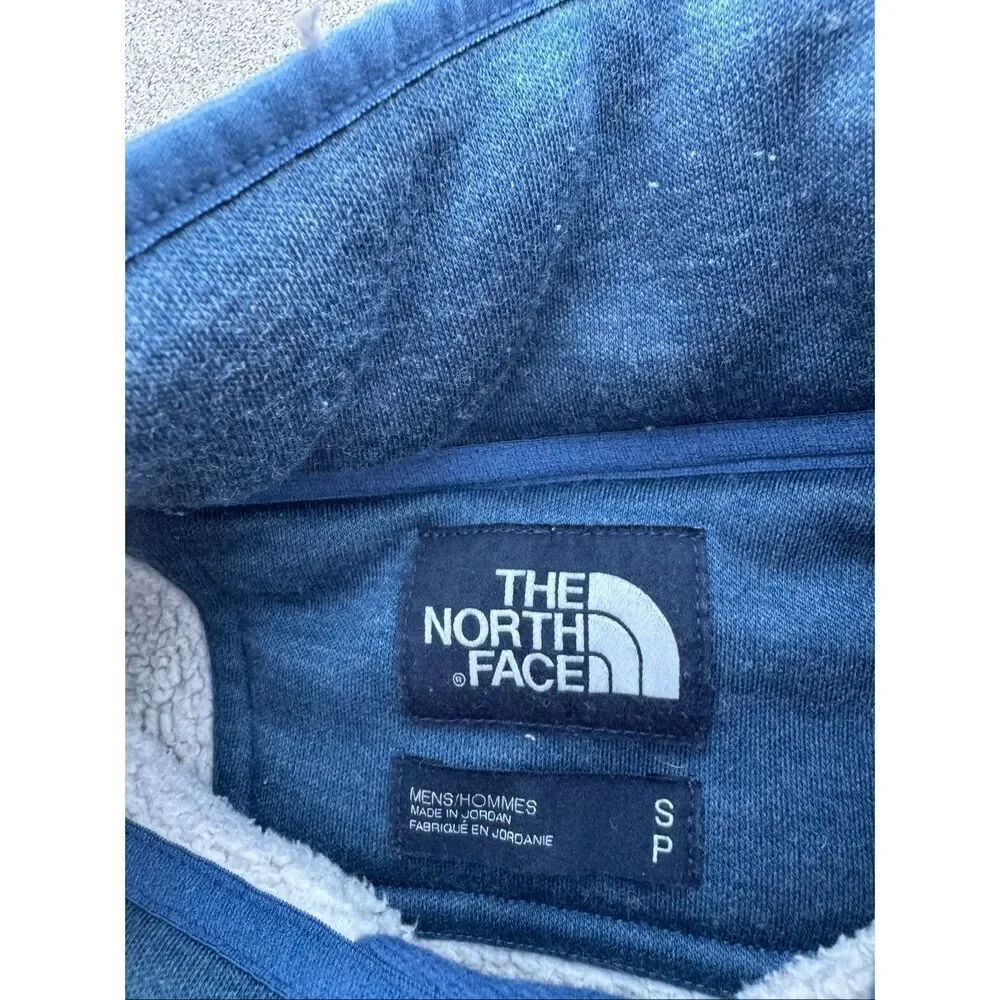 The North Face Fleece Pullover Jacket Mens Small Blue Snap Neck Sherpa Lined